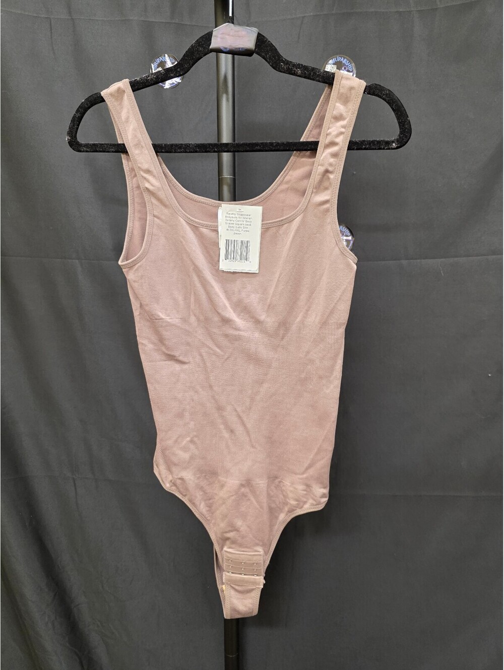 NEBILITY TUMMY‑CONTROL SQUARE‑NECK SHAPEWEAR BODYSUIT PURPLE BROWN 3XL/4XL